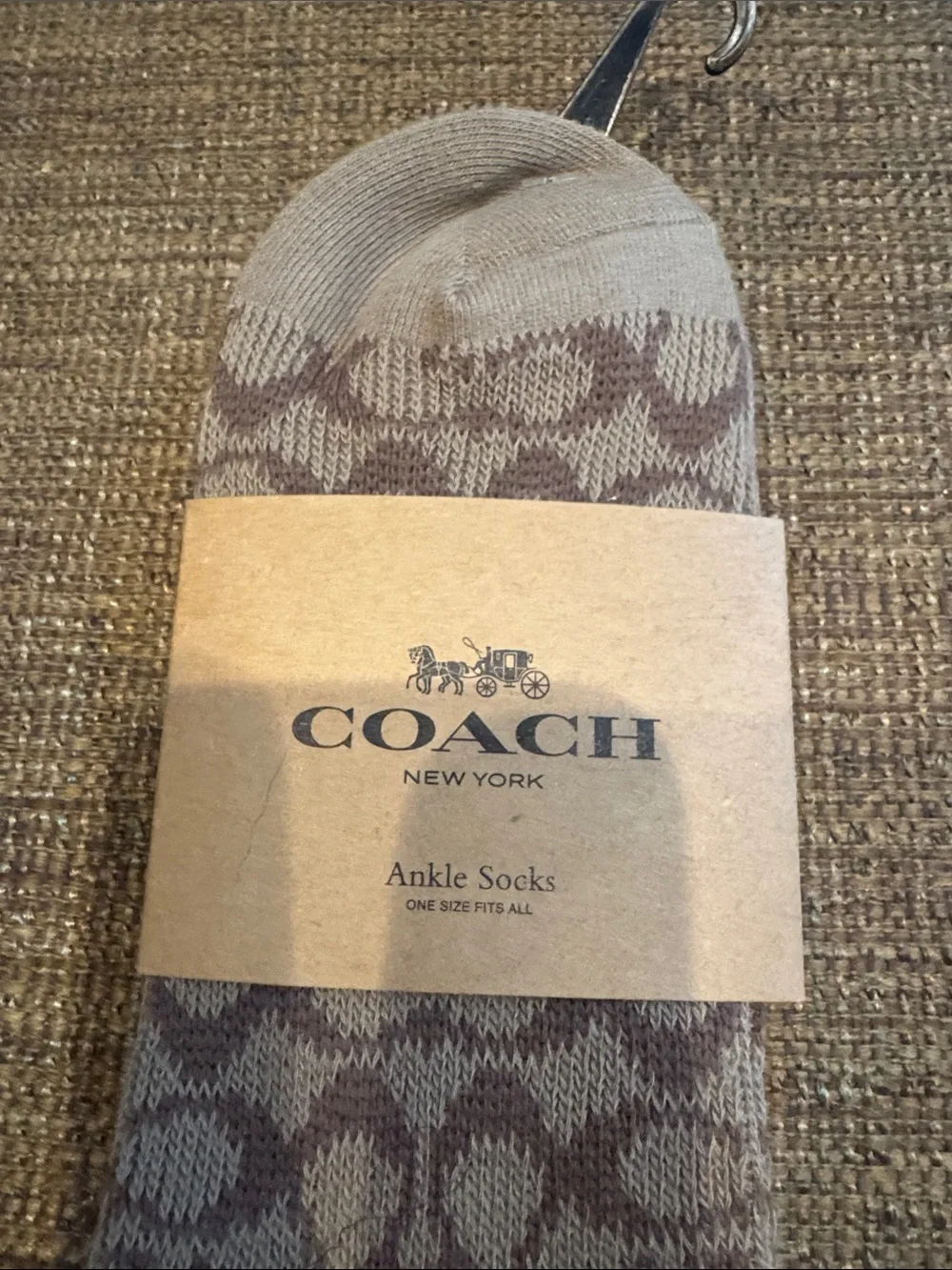 Coach signature logo ankle socks set of 2 one size NWT